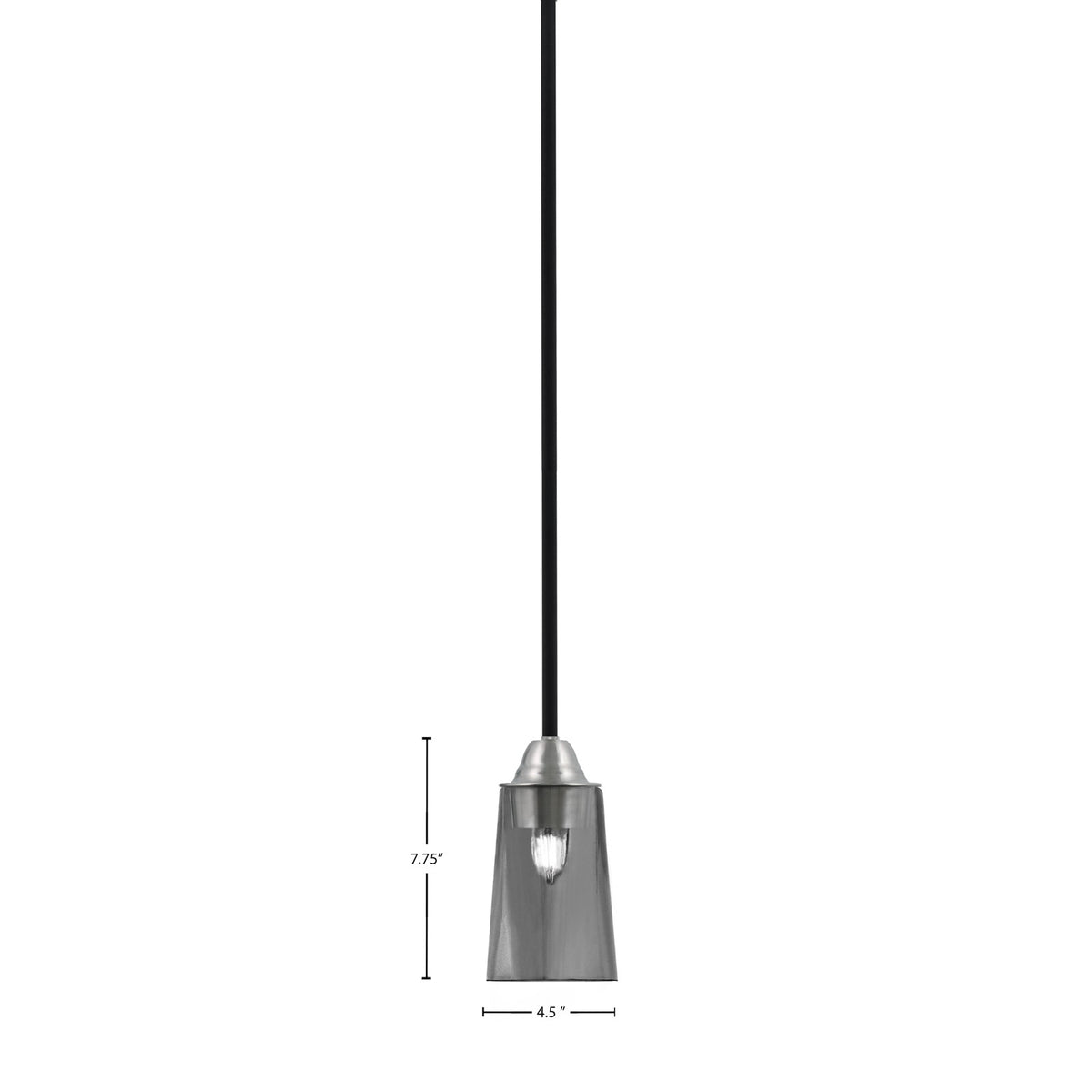Toltec Paramount 4.5in 1-Light Mini Pendant | Modern Matte Black and Brushed Nickel Smoke Bubble Glass | Kitchen Island | Model 3401-MBBN-262