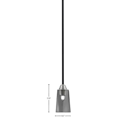 Toltec Paramount 4.5in 1-Light Mini Pendant | Modern Matte Black and Brushed Nickel Smoke Bubble Glass | Kitchen Island | Model 3401-MBBN-262