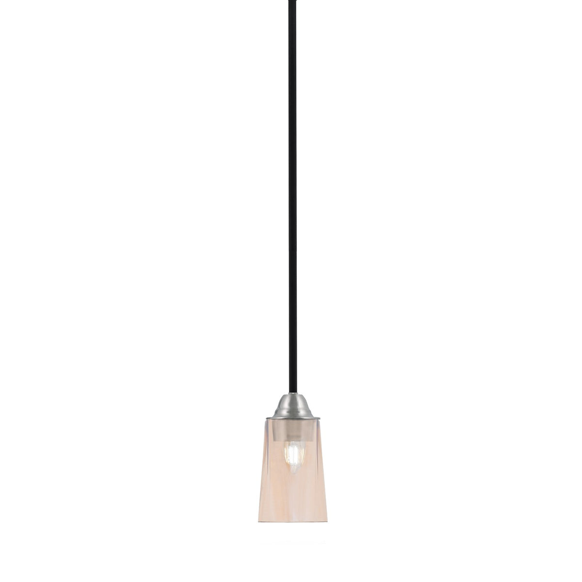 Toltec Paramount 4.5in 1-Light Mini Pendant | Modern Matte Black and Brushed Nickel Amber Gradient Glass | Kitchen Island | Model 3401-MBBN-263