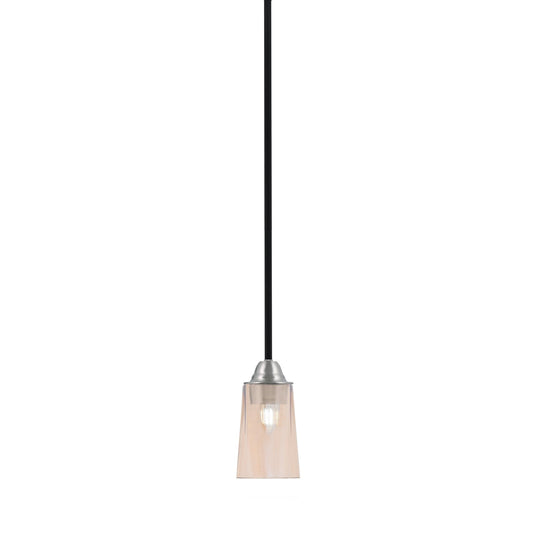 Toltec Paramount 4.5in 1-Light Mini Pendant | Modern Matte Black and Brushed Nickel Amber Gradient Glass | Kitchen Island | Model 3401-MBBN-263