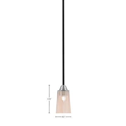 Toltec Paramount 4.5in 1-Light Mini Pendant | Modern Matte Black and Brushed Nickel Amber Gradient Glass | Kitchen Island | Model 3401-MBBN-263