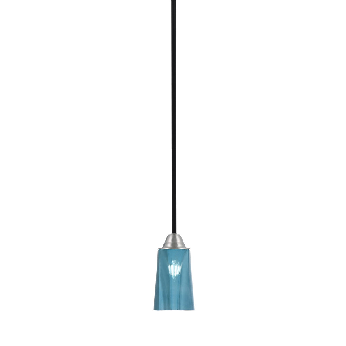 Toltec Paramount 4.5in 1-Light Mini Pendant | Modern Matte Black and Brushed Nickel Blue Gradient Glass | Kitchen Island | Model 3401-MBBN-265