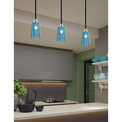 Toltec Paramount 4.5in 1-Light Mini Pendant | Modern Matte Black and Brushed Nickel Blue Gradient Glass | Kitchen Island | Model 3401-MBBN-265