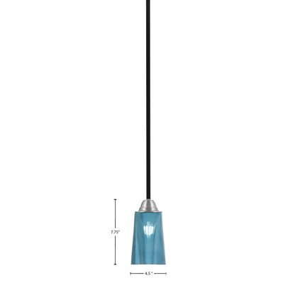 Toltec Paramount 4.5in 1-Light Mini Pendant | Modern Matte Black and Brushed Nickel Blue Gradient Glass | Kitchen Island | Model 3401-MBBN-265