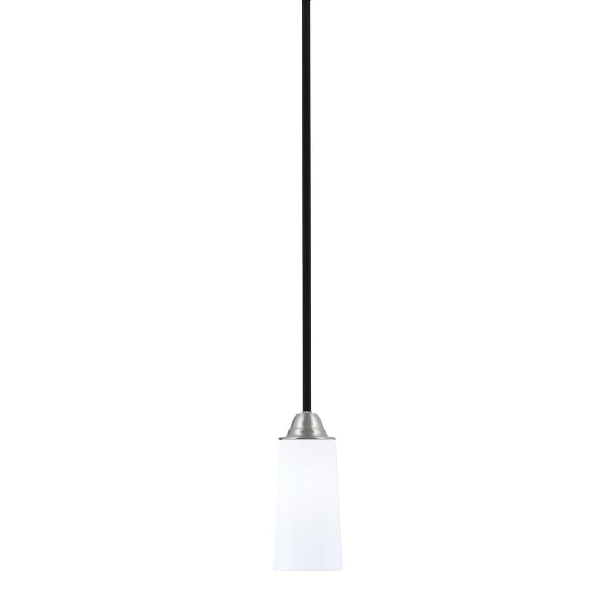 Toltec Paramount 5in 1-Light Mini Pendant | Modern Matte Black and Brushed Nickel White Opal Glass | Kitchen Island & Dining | Model 3401-MBBN-291