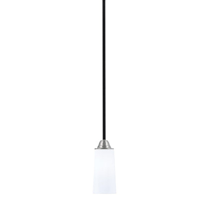 Toltec Paramount 5in 1-Light Mini Pendant | Modern Matte Black and Brushed Nickel White Opal Glass | Kitchen Island & Dining | Model 3401-MBBN-291