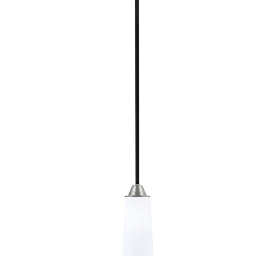 Toltec Paramount 5in 1-Light Mini Pendant | Modern Matte Black and Brushed Nickel White Opal Glass | Kitchen Island & Dining | Model 3401-MBBN-291