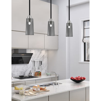 Toltec Paramount 5in 1-Light Mini Pendant | Modern Matte Black and Brushed Nickel Smoke Bubble Glass | Kitchen Island & Dining | Model 3401-MBBN-292