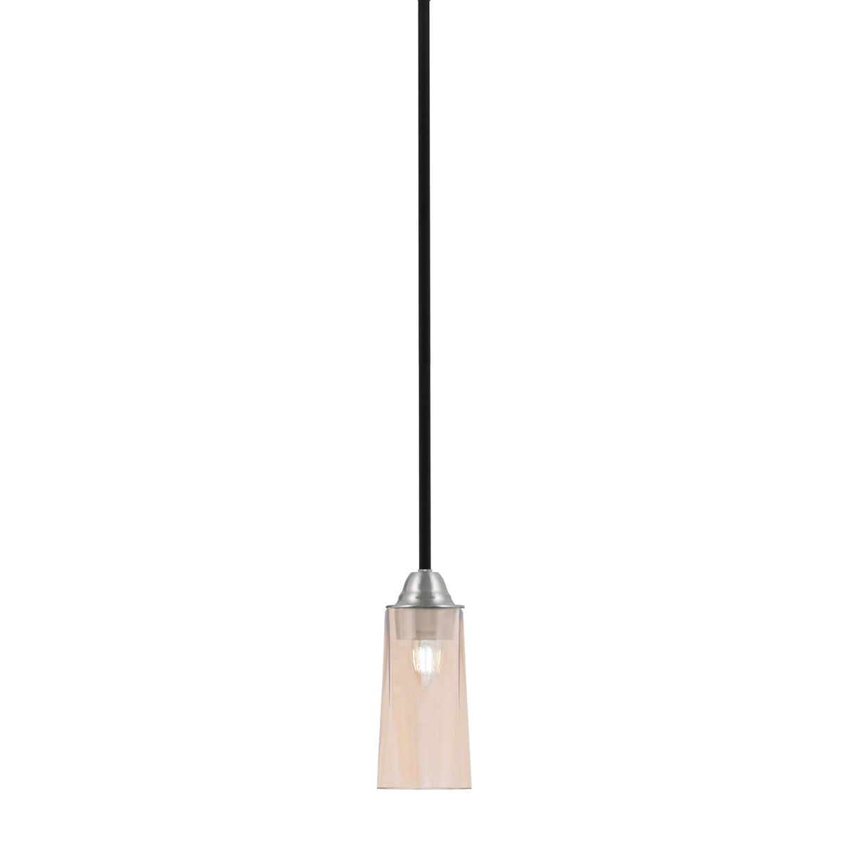 Toltec Paramount 5in 1-Light Mini Pendant | Modern Matte Black and Brushed Nickel Amber Gradient Glass | Kitchen Island | Model 3401-MBBN-293