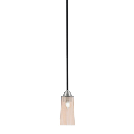 Toltec Paramount 5in 1-Light Mini Pendant | Modern Matte Black and Brushed Nickel Amber Gradient Glass | Kitchen Island | Model 3401-MBBN-293