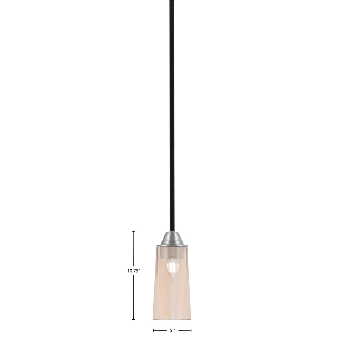 Toltec Paramount 5in 1-Light Mini Pendant | Modern Matte Black and Brushed Nickel Amber Gradient Glass | Kitchen Island | Model 3401-MBBN-293