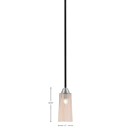 Toltec Paramount 5in 1-Light Mini Pendant | Modern Matte Black and Brushed Nickel Amber Gradient Glass | Kitchen Island | Model 3401-MBBN-293