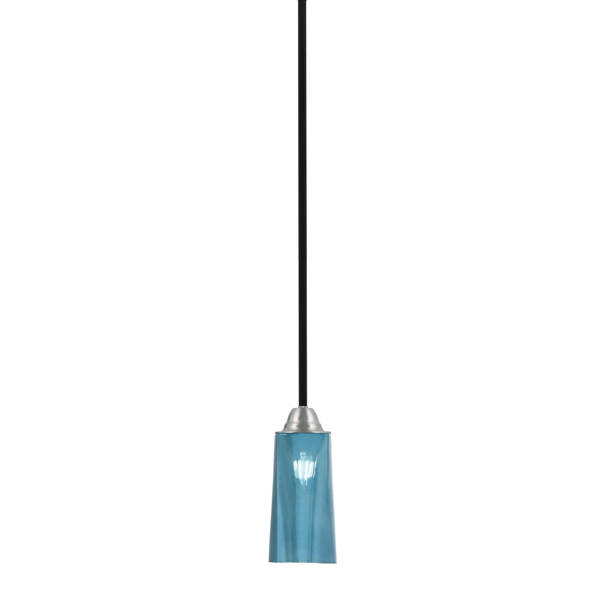 Toltec Paramount 5in 1-Light Mini Pendant | Modern Matte Black and Brushed Nickel Blue Gradient Glass | Kitchen Island & Dining | Model 3401-MBBN-295