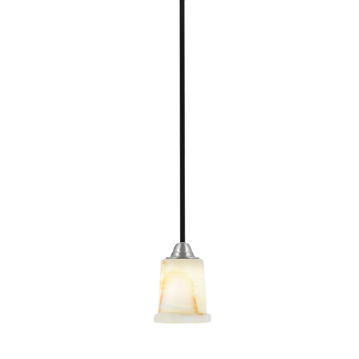 Toltec Paramount 5in 1-Light Mini Pendant | Modern Matte Black and Brushed Nickel Natural Stone Glass | Kitchen Island | Model 3401-MBBN-4128