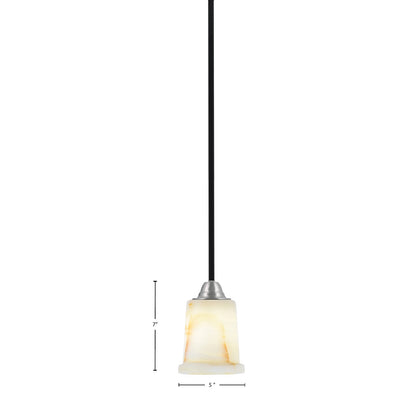 Toltec Paramount 5in 1-Light Mini Pendant | Modern Matte Black and Brushed Nickel Natural Stone Glass | Kitchen Island | Model 3401-MBBN-4128