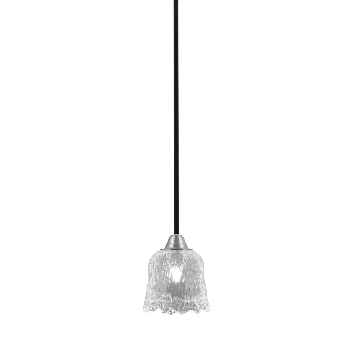 Toltec Paramount 7in 1-Light Mini Pendant | Modern Matte Black and Brushed Nickel Clear Lava Glass | Kitchen Island & Dining | Model 3401-MBBN-4230