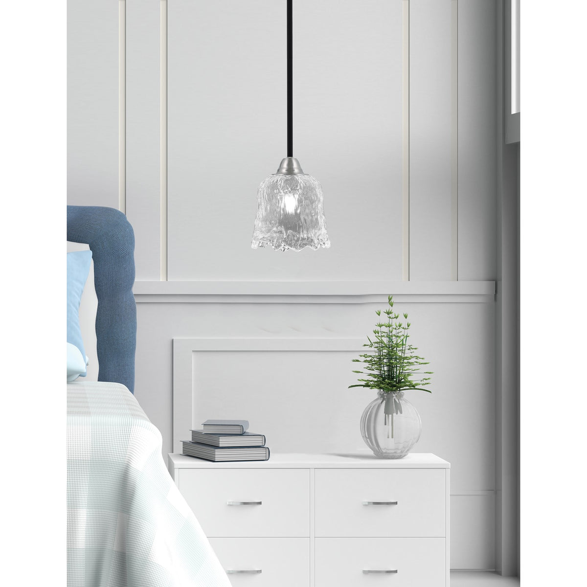 Toltec Paramount 7in 1-Light Mini Pendant | Modern Matte Black and Brushed Nickel Clear Lava Glass | Kitchen Island & Dining | Model 3401-MBBN-4230