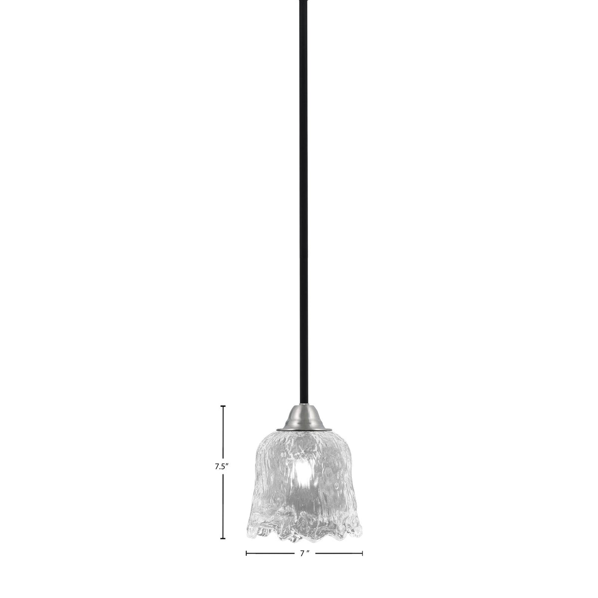 Toltec Paramount 7in 1-Light Mini Pendant | Modern Matte Black and Brushed Nickel Clear Lava Glass | Kitchen Island & Dining | Model 3401-MBBN-4230