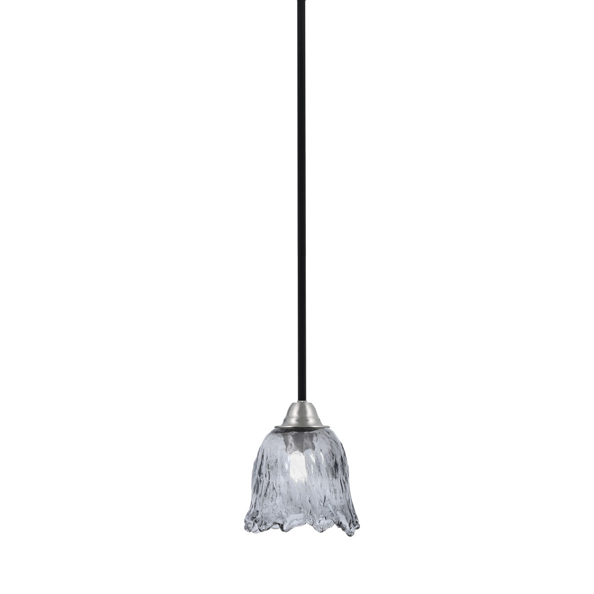 Toltec Paramount 7in 1-Light Mini Pendant | Modern Matte Black and Brushed Nickel Smoke Lava Glass | Kitchen Island & Dining | Model 3401-MBBN-4232
