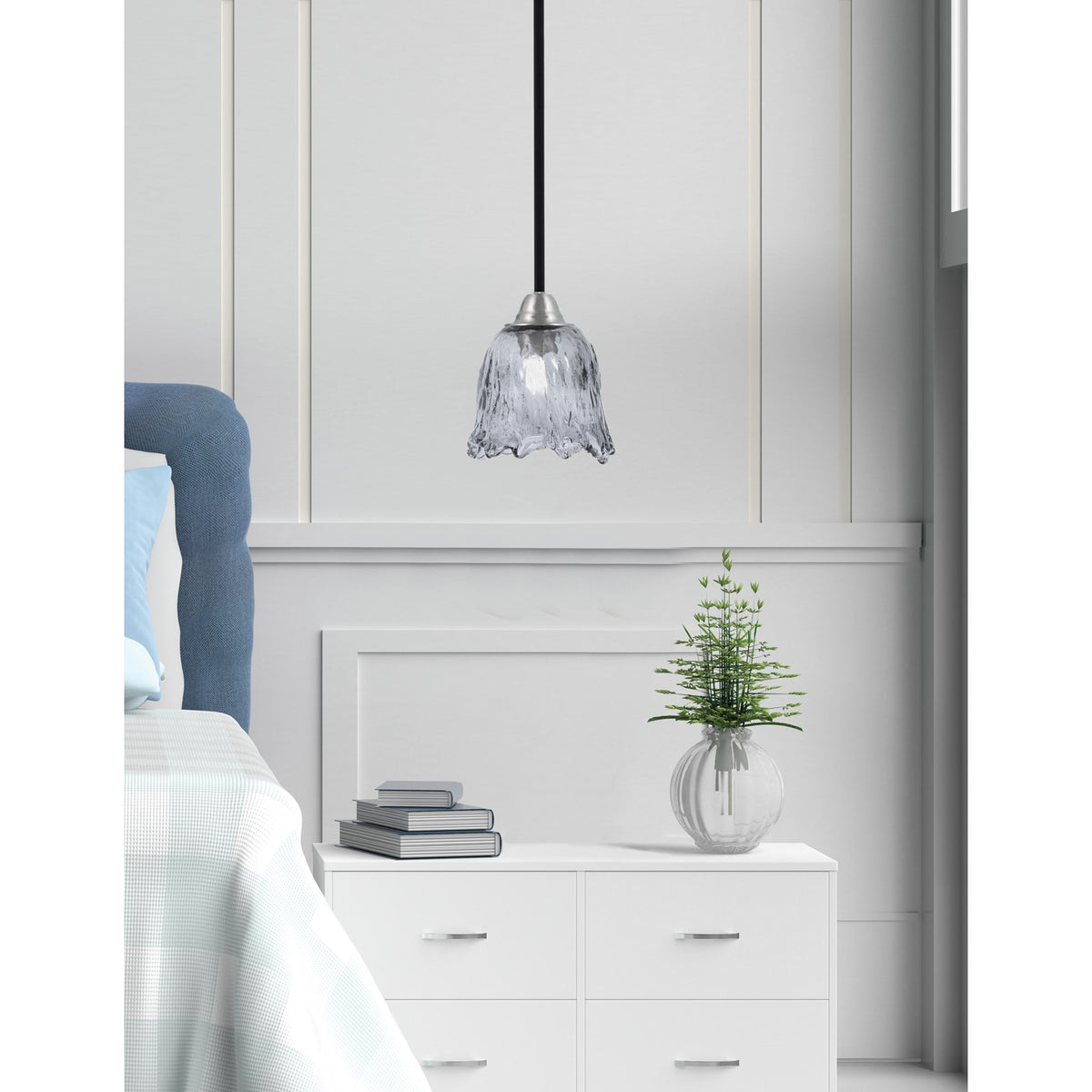 Toltec Paramount 7in 1-Light Mini Pendant | Modern Matte Black and Brushed Nickel Smoke Lava Glass | Kitchen Island & Dining | Model 3401-MBBN-4232