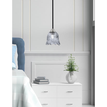 Toltec Paramount 7in 1-Light Mini Pendant | Modern Matte Black and Brushed Nickel Smoke Lava Glass | Kitchen Island & Dining | Model 3401-MBBN-4232