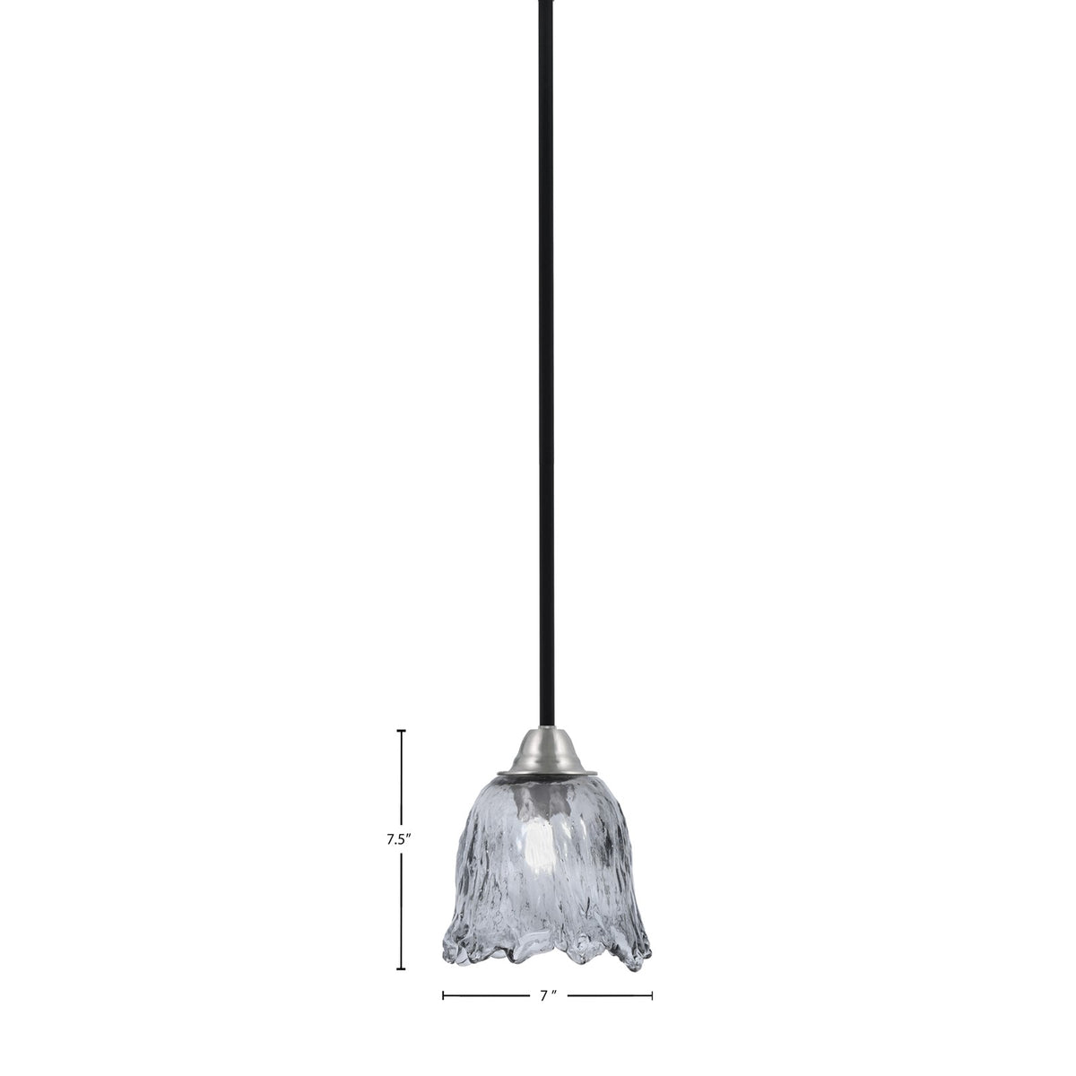 Toltec Paramount 7in 1-Light Mini Pendant | Modern Matte Black and Brushed Nickel Smoke Lava Glass | Kitchen Island & Dining | Model 3401-MBBN-4232