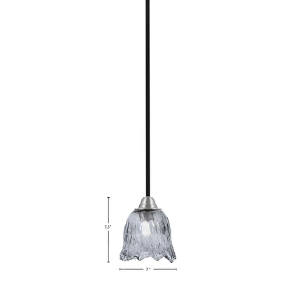 Toltec Paramount 7in 1-Light Mini Pendant | Modern Matte Black and Brushed Nickel Smoke Lava Glass | Kitchen Island & Dining | Model 3401-MBBN-4232