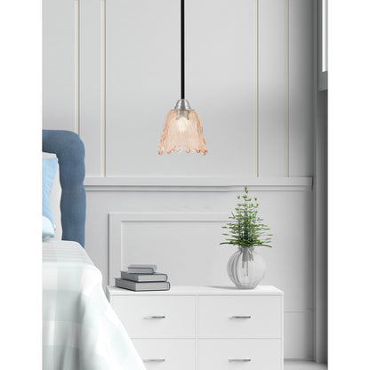 Toltec Paramount 7in 1-Light Mini Pendant | Modern Matte Black and Brushed Nickel Amber Lava Glass | Kitchen Island & Dining | Model 3401-MBBN-4233