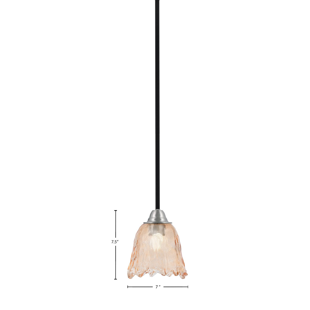 Toltec Paramount 7in 1-Light Mini Pendant | Modern Matte Black and Brushed Nickel Amber Lava Glass | Kitchen Island & Dining | Model 3401-MBBN-4233