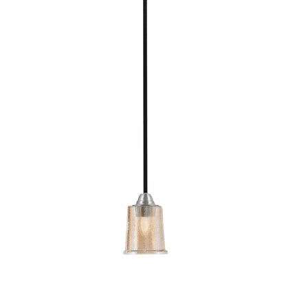 Toltec Paramount 5in 1-Light Mini Pendant | Modern Matte Black and Brushed Nickel Amber Bubble Glass | Kitchen Island & Dining | Model 3401-MBBN-5033