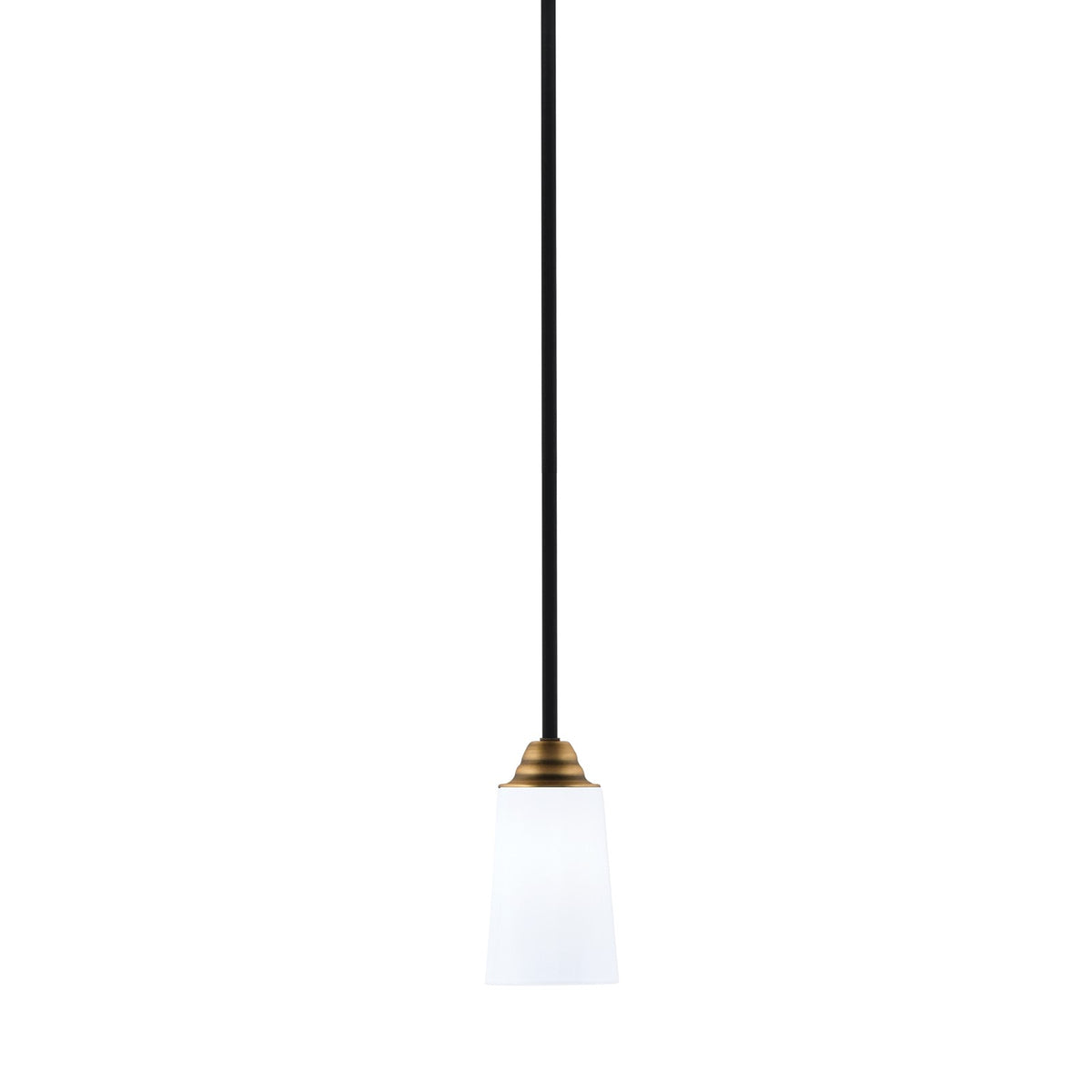 Toltec Paramount 4.5in 1-Light Mini Pendant | Modern Matte Black and Brass White Opal Glass | Kitchen Island & Dining Room | Model 3401-MBBR-261