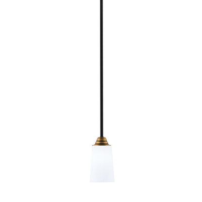 Toltec Paramount 4.5in 1-Light Mini Pendant | Modern Matte Black and Brass White Opal Glass | Kitchen Island & Dining Room | Model 3401-MBBR-261