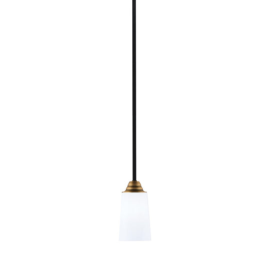 Toltec Paramount 4.5in 1-Light Mini Pendant | Modern Matte Black and Brass White Opal Glass | Kitchen Island & Dining Room | Model 3401-MBBR-261
