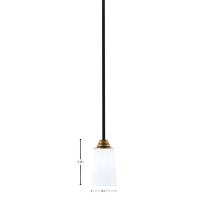 Toltec Paramount 4.5in 1-Light Mini Pendant | Modern Matte Black and Brass White Opal Glass | Kitchen Island & Dining Room | Model 3401-MBBR-261