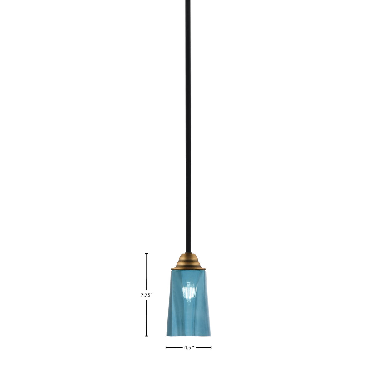 Toltec Paramount 5in 1-Light Mini Pendant | Modern Matte Black & Brass and Blue Gradient Glass | Kitchen Island & Dining Room | Model 3401-MBBR-265