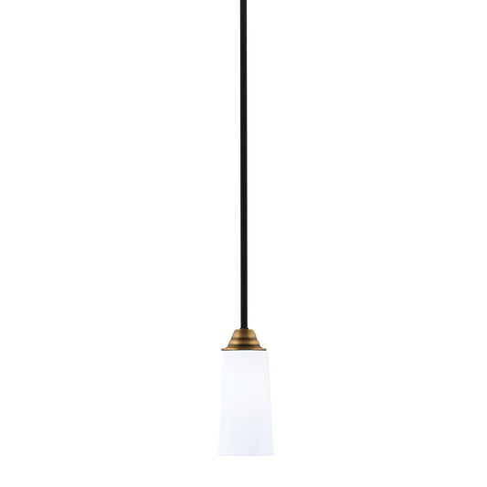 Toltec Paramount 5in 1-Light Mini Pendant | Modern Matte Black & Brass and White Opal Glass | Kitchen Island & Dining Room | Model 3401-MBBR-291