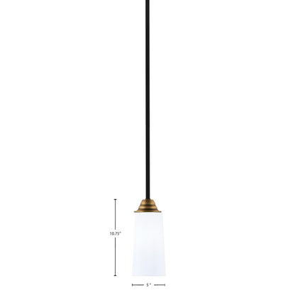 Toltec Paramount 5in 1-Light Mini Pendant | Modern Matte Black & Brass and White Opal Glass | Kitchen Island & Dining Room | Model 3401-MBBR-291