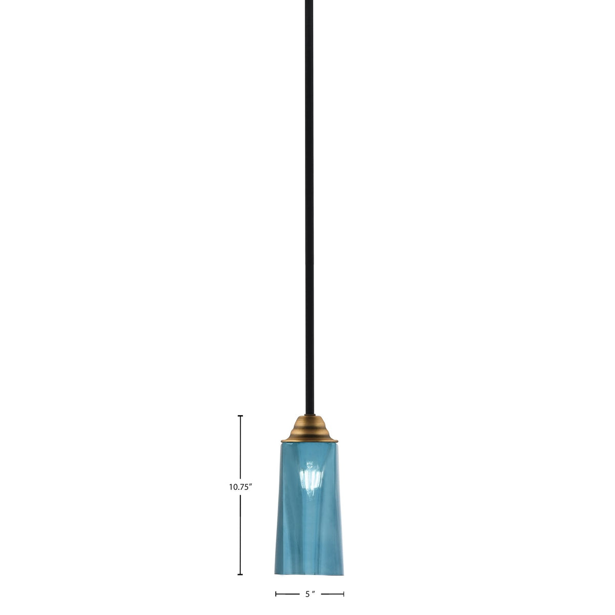 Toltec Paramount 5in 1-Light Mini Pendant | Matte Black & Brass and Blue Gradient Glass | Kitchen Island & Dining Room | Model 3401-MBBR-295