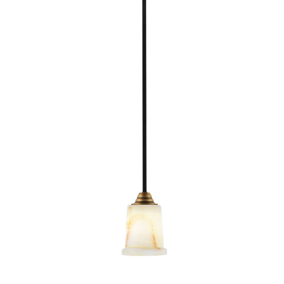 Toltec Paramount 5in 1-Light Mini Pendant | Modern Matte Black & Brass and Natural Stone Glass | Kitchen Island & Dining Room | Model 3401-MBBR-4128