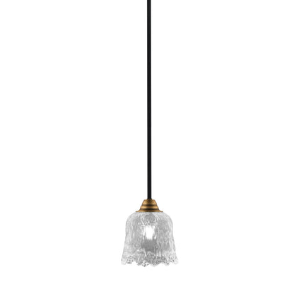 Toltec Paramount 7in 1-Light Mini Pendant | Modern Matte Black and Brass with Clear Lava Glass | Kitchen Island & Bar | Model 3401-MBBR-4230