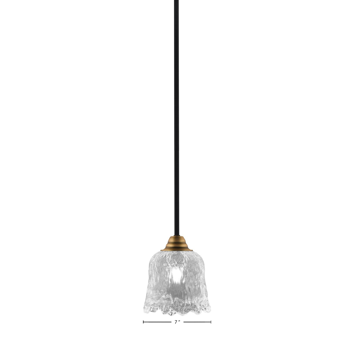 Toltec Paramount 7in 1-Light Mini Pendant | Modern Matte Black and Brass with Clear Lava Glass | Kitchen Island & Bar | Model 3401-MBBR-4230