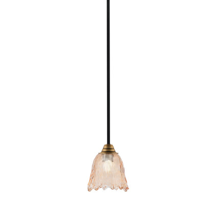 Toltec Paramount 7in 1-Light Mini Pendant | Modern Matte Black and Brass with Amber Lava Glass | Kitchen Island & Bar | Model 3401-MBBR-4233