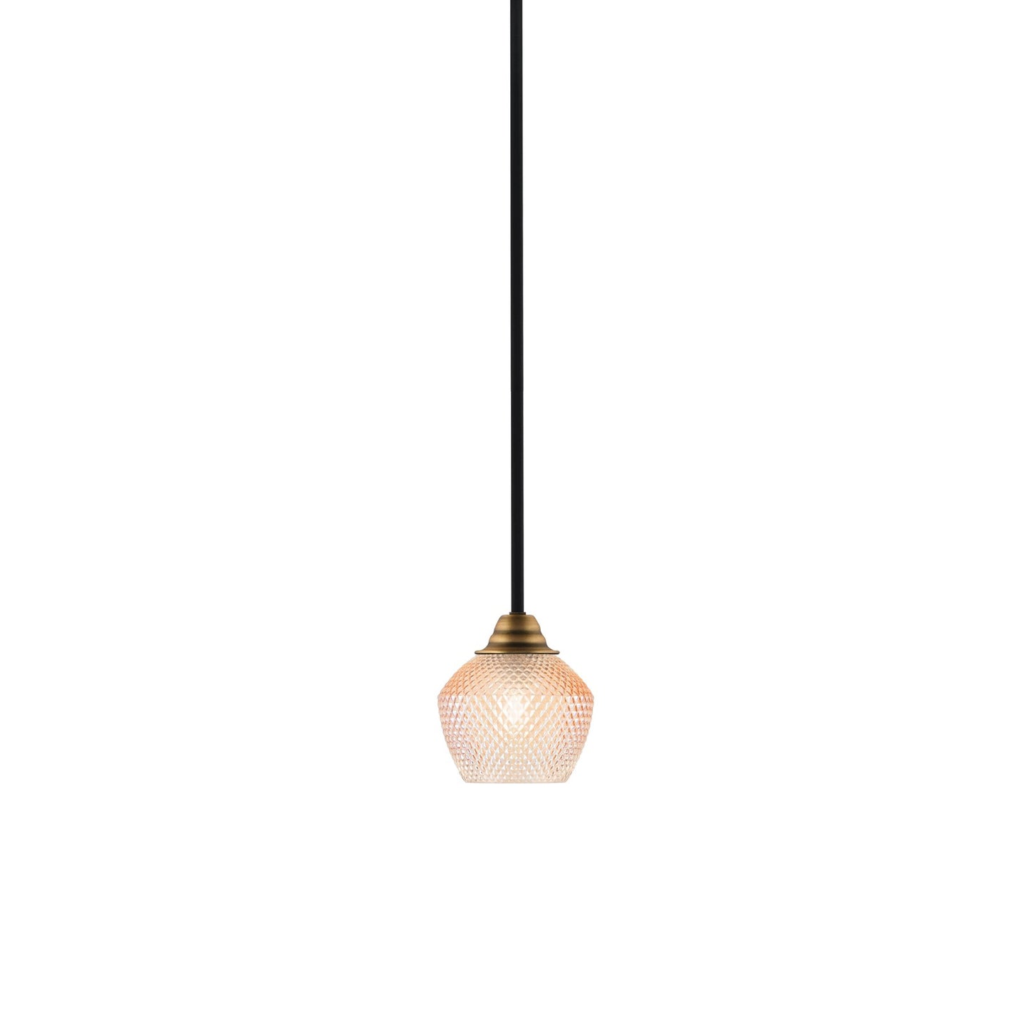 Toltec Paramount 6in 1-Light Mini Pendant | Modern Matte Black & Brass Steel and Amber Textured Glass | Kitchen Island & Counter | 6 x 6.5 in | Model 3401-MBBR-4623