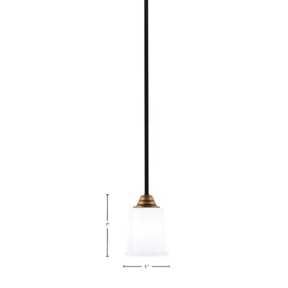 Toltec Paramount 5in 1-Light Mini Pendant | Matte Black & Brass and White Opal Glass | Kitchen Island & Dining Room | Model 3401-MBBR-5031