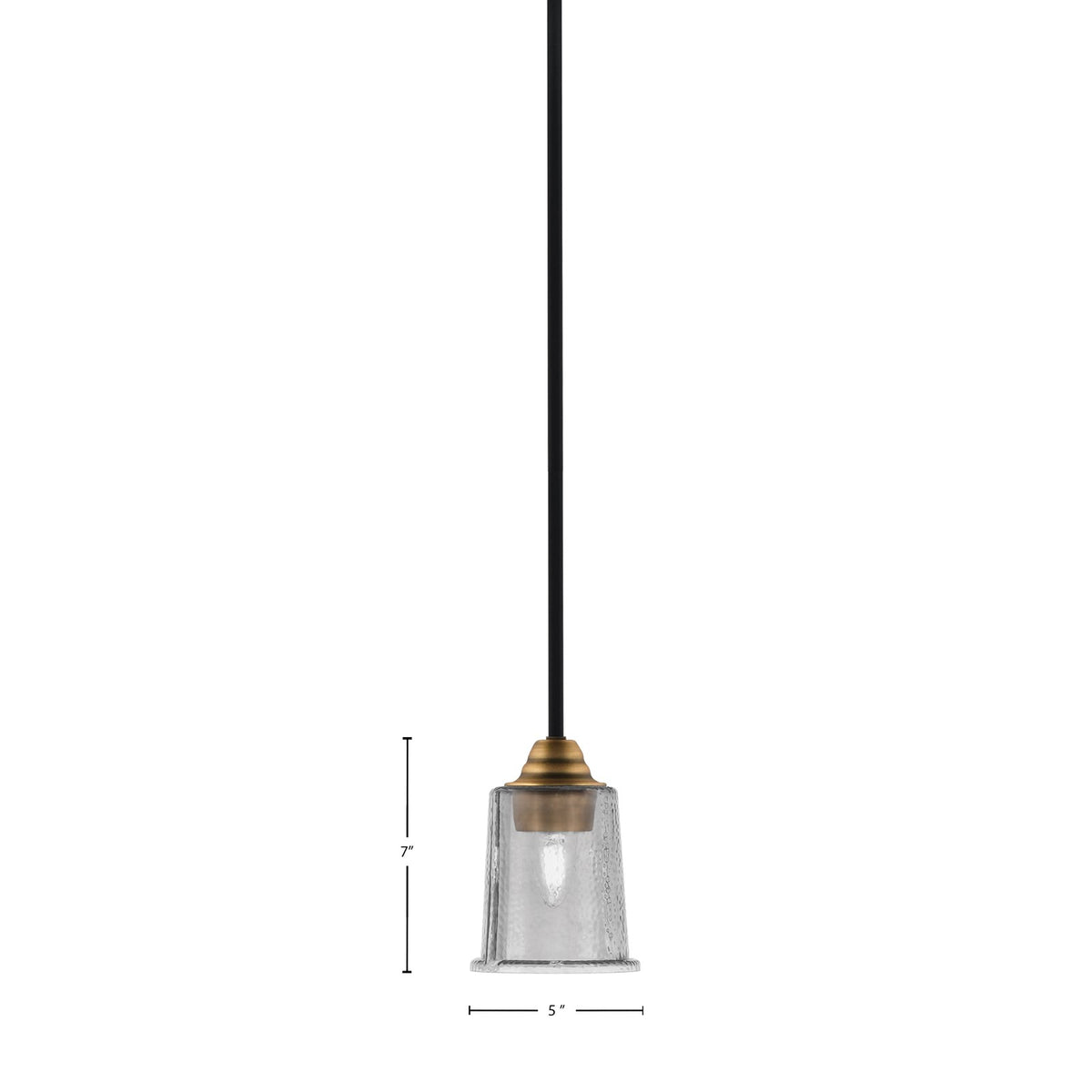 Toltec Paramount 5in 1-Light Mini Pendant | Matte Black & Brass and Smoke Bubble Glass | Kitchen Island & Dining Room | Model 3401-MBBR-5032