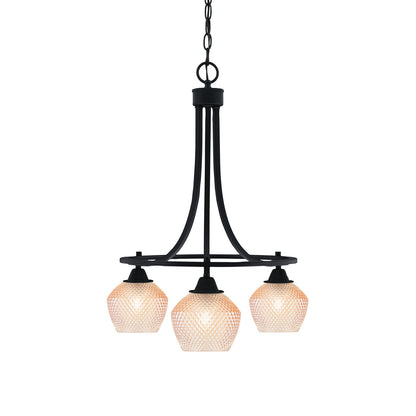 Toltec Paramount 17in 3-Light Downlight Chandelier | Industrial Matte Black Steel and Amber Textured Glass | Kitchen Island & Dining Room | Model 3413-MB-4623