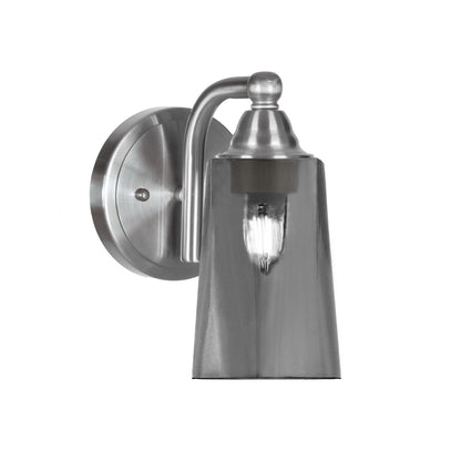 Toltec Paramount 9in 1-Light Wall Sconce | Transitional Brushed Nickel and Smoke Bubble Glass | Bedroom & Hallway Accent Light | Model 3421-BN-262