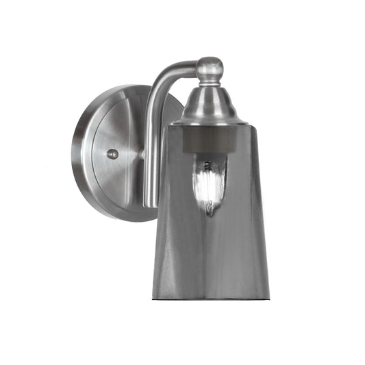 Toltec Paramount 9in 1-Light Wall Sconce | Transitional Brushed Nickel and Smoke Bubble Glass | Bedroom & Hallway Accent Light | Model 3421-BN-262