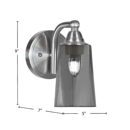 Toltec Paramount 9in 1-Light Wall Sconce | Transitional Brushed Nickel and Smoke Bubble Glass | Bedroom & Hallway Accent Light | Model 3421-BN-262
