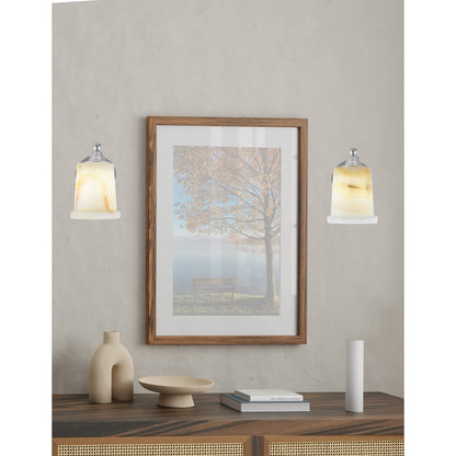 Toltec Paramount 5in 1-Light Wall Sconce | Brushed Nickel and Natural Stone Glass | Bathroom & Hallway | 5 x 5.75 x 7.75 in | Model 3421-BN-4128